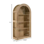 Okak Mid Century 4 Tier Tall Arched Bookshelf Cabinet,Wooden Display Bookcase Open Storage Rack for Office,Living Room
