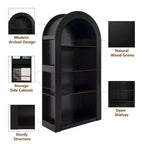 Okak Mid Century 4 Tier Tall Arched Bookshelf Cabinet,Wooden Display Bookcase Open Storage Rack for Office,Living Room
