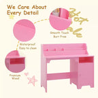 Garvee Kids Desk with Chair,Study Desk with Hutch, Storage Cabinet, Wooden Children Table for Bedroom & Study Room