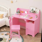Garvee Kids Desk with Chair,Study Desk with Hutch, Storage Cabinet, Wooden Children Table for Bedroom & Study Room