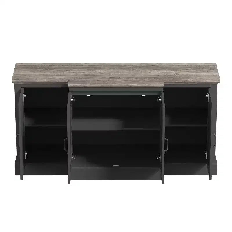 Galano 4-Door Accent Sideboard with Mirrored Cut-Out Doors 60.4 W  18.2 D  29.3 H
