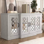 Galano 4-Door Accent Sideboard with Mirrored Cut-Out Doors 60.4 W  18.2 D  29.3 H