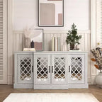 Galano 4-Door Accent Sideboard with Mirrored Cut-Out Doors 60.4 W  18.2 D  29.3 H