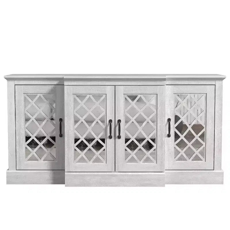 Galano 4-Door Accent Sideboard with Mirrored Cut-Out Doors 60.4 W  18.2 D  29.3 H
