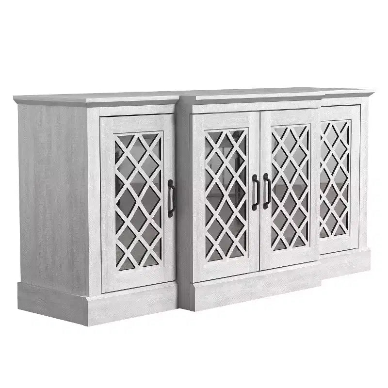 Galano 4-Door Accent Sideboard with Mirrored Cut-Out Doors 60.4 W  18.2 D  29.3 H