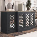 Galano 4-Door Accent Sideboard with Mirrored Cut-Out Doors 60.4 W  18.2 D  29.3 H