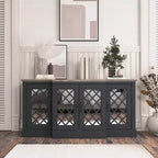Galano 4-Door Accent Sideboard with Mirrored Cut-Out Doors 60.4 W  18.2 D  29.3 H