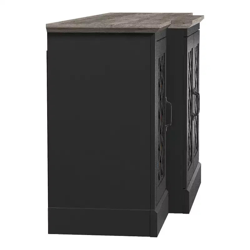 Galano 4-Door Accent Sideboard with Mirrored Cut-Out Doors 60.4 W  18.2 D  29.3 H