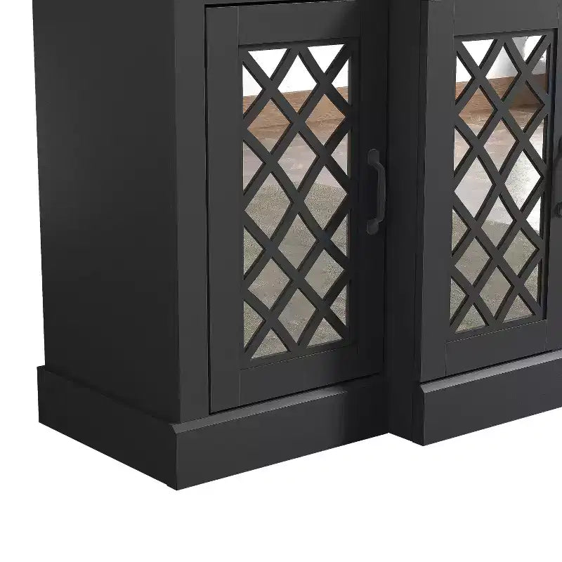 Galano 4-Door Accent Sideboard with Mirrored Cut-Out Doors 60.4 W  18.2 D  29.3 H