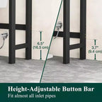 Over Toilet Storage Cabinet 3 Tier Bathroom Organizers with Adjustable Shelf 4 Hooks Space Saving Black Shelf Rack