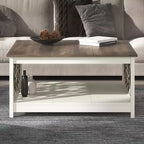 Galano Square Coffee Table with Decorative Cut-Out Panels and Lower Shelf 34.9 W x 34.9 D x 17.1 H