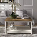 Galano Square Coffee Table with Decorative Cut-Out Panels and Lower Shelf 34.9 W x 34.9 D x 17.1 H