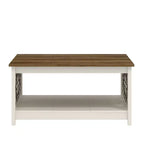 Galano Square Coffee Table with Decorative Cut-Out Panels and Lower Shelf 34.9 W x 34.9 D x 17.1 H