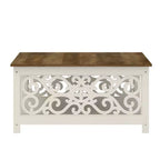 Galano Square Coffee Table with Decorative Cut-Out Panels and Lower Shelf 34.9 W x 34.9 D x 17.1 H