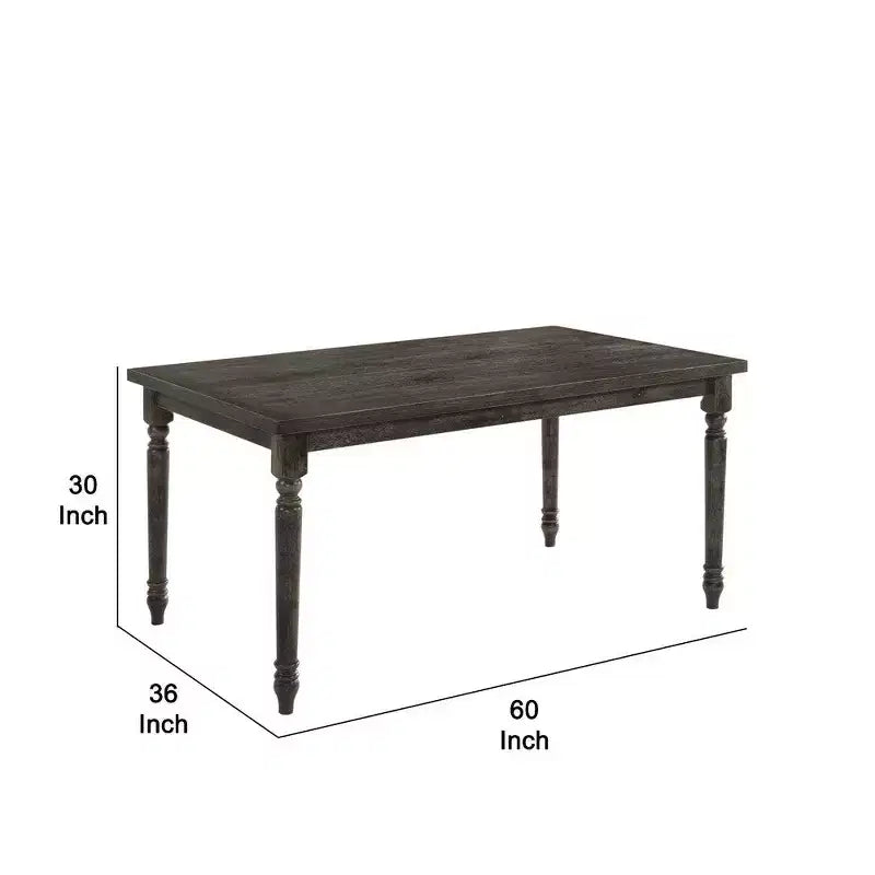 Tavolo da pranzo in legno Royal Hampton Style con piano rettangolare e gambe tornite, grigio