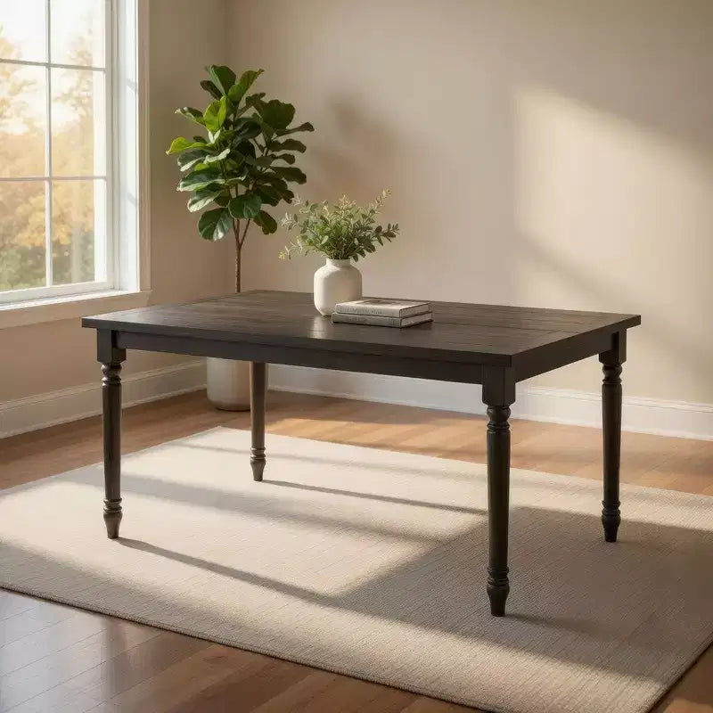 Tavolo da pranzo in legno Royal Hampton Style con piano rettangolare e gambe tornite, grigio