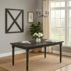 Tavolo da pranzo in legno Royal Hampton Style con piano rettangolare e gambe tornite, grigio