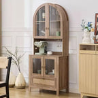 TYBOATLE 75 Tall Arched Storage Cabinet, Wood Kitchens Pantry Cabinets w/Anti-Tipping Device, Versatile Cupboard w/Innovative Drawer