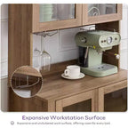 TYBOATLE 75 Tall Arched Storage Cabinet, Wood Kitchens Pantry Cabinets w/Anti-Tipping Device, Versatile Cupboard w/Innovative Drawer