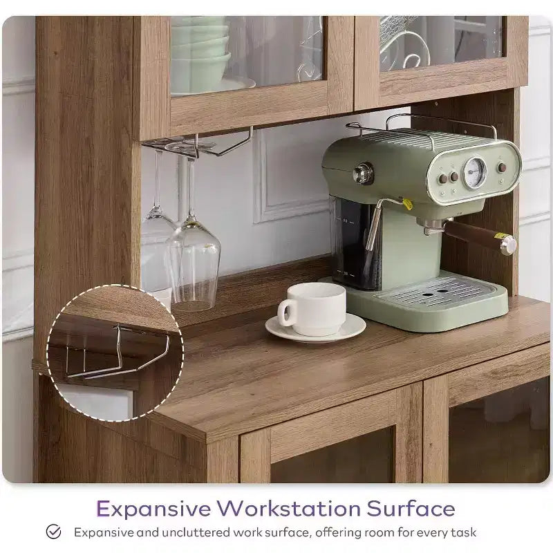 TYBOATLE 75 Tall Arched Storage Cabinet, Wood Kitchens Pantry Cabinets w/Anti-Tipping Device, Versatile Cupboard w/Innovative Drawer