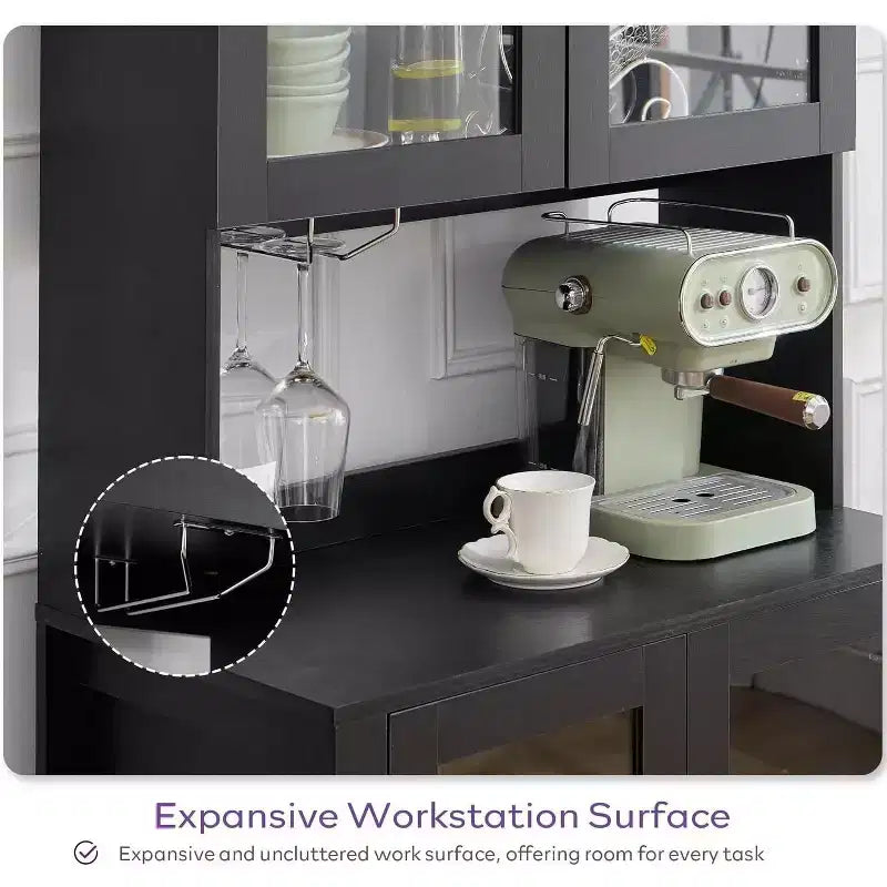 TYBOATLE 75 Tall Arched Storage Cabinet, Wood Kitchens Pantry Cabinets w/Anti-Tipping Device, Versatile Cupboard w/Innovative Drawer