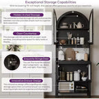 TYBOATLE 75 Tall Arched Storage Cabinet, Wood Kitchens Pantry Cabinets w/Anti-Tipping Device, Versatile Cupboard w/Innovative Drawer