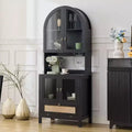 TYBOATLE 75 Tall Arched Storage Cabinet, Wood Kitchens Pantry Cabinets w/Anti-Tipping Device, Versatile Cupboard w/Innovative Drawer