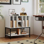 Costway Record Player Stand w/Charging Station Vinyl Storage Holder Shelves Metal Frame