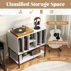 Costway Record Player Stand w/Charging Station Vinyl Storage Holder Shelves Metal Frame