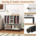 Costway Record Player Stand w/Charging Station Vinyl Storage Holder Shelves Metal Frame