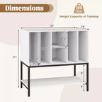 Costway Record Player Stand w/Charging Station Vinyl Storage Holder Shelves Metal Frame