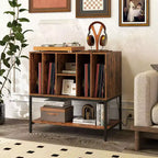 Costway Record Player Stand w/Charging Station Vinyl Storage Holder Shelves Metal Frame