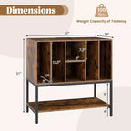 Costway Record Player Stand w/Charging Station Vinyl Storage Holder Shelves Metal Frame