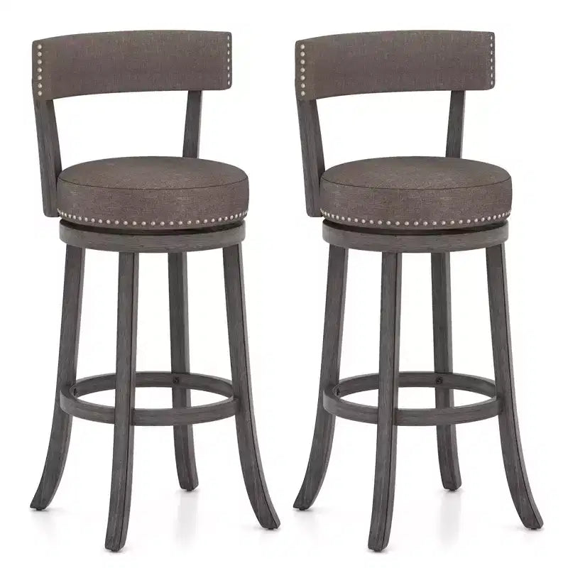 Costway 31 Bar Height Chairs Set of 2 w/ 360 Swivel Seat Back & Cushioned Seat