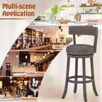 Costway 31 Bar Height Chairs Set of 2 w/ 360 Swivel Seat Back & Cushioned Seat