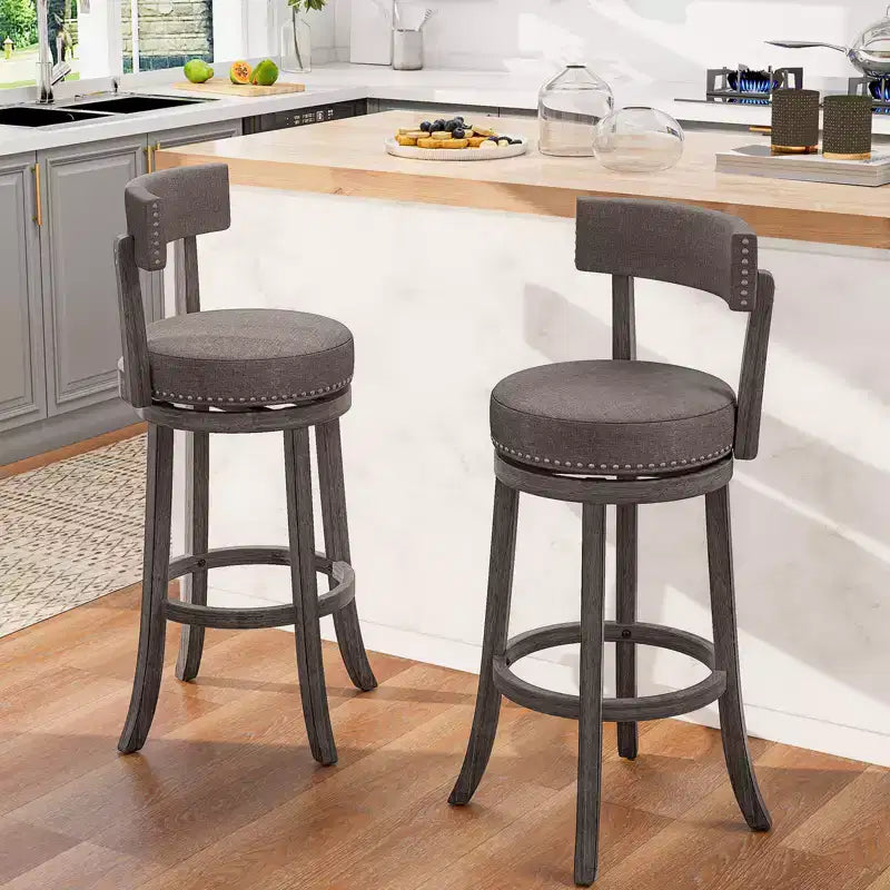Costway 31 Bar Height Chairs Set of 2 w/ 360 Swivel Seat Back & Cushioned Seat