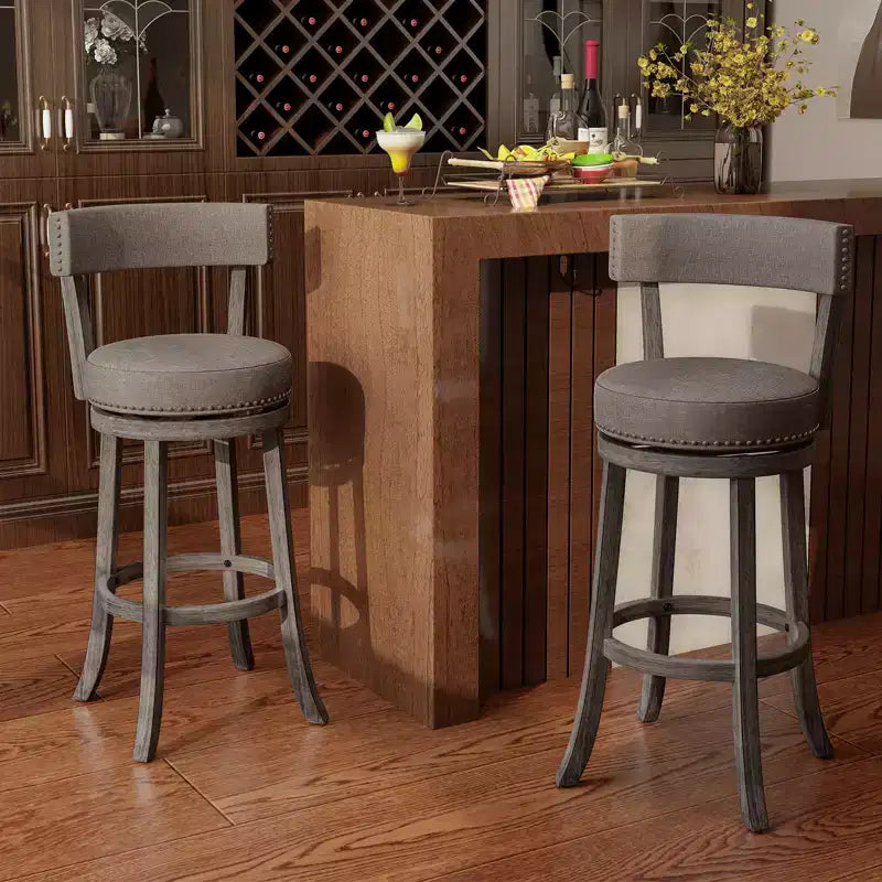 Costway 31 Bar Height Chairs Set of 2 w/ 360 Swivel Seat Back & Cushioned Seat