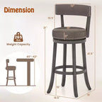 Costway 31 Bar Height Chairs Set of 2 w/ 360 Swivel Seat Back & Cushioned Seat