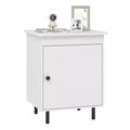 Costway Nightstand Mid Century Modern End Table w/Door Heavy-Duty Metal Legs for Bedroom