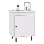 Costway Nightstand Mid Century Modern End Table w/Door Heavy-Duty Metal Legs for Bedroom