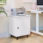 Costway Nightstand Mid Century Modern End Table w/Door Heavy-Duty Metal Legs for Bedroom
