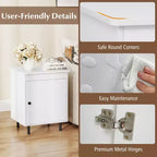 Costway Nightstand Mid Century Modern End Table w/Door Heavy-Duty Metal Legs for Bedroom