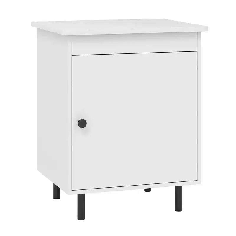 Costway Nightstand Mid Century Modern End Table w/Door Heavy-Duty Metal Legs for Bedroom