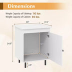 Costway Nightstand Mid Century Modern End Table w/Door Heavy-Duty Metal Legs for Bedroom