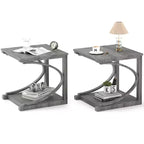 Costway 2PCS 24 Side End Table w/ Storage Shelf & Rubber Wood Frame for Small Space