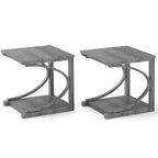 Costway 2PCS 24 Side End Table w/ Storage Shelf & Rubber Wood Frame for Small Space