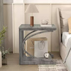 Costway 2PCS 24 Side End Table w/ Storage Shelf & Rubber Wood Frame for Small Space