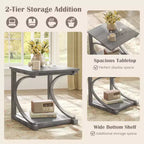 Costway 2PCS 24 Side End Table w/ Storage Shelf & Rubber Wood Frame for Small Space
