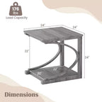 Costway 2PCS 24 Side End Table w/ Storage Shelf & Rubber Wood Frame for Small Space