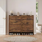 Scarpiera a 4 Ante Ribaltabili con Ripiano Regolabile - Organizzatore Versatile in Legno per Ingresso, Corridoio e Soggiorno